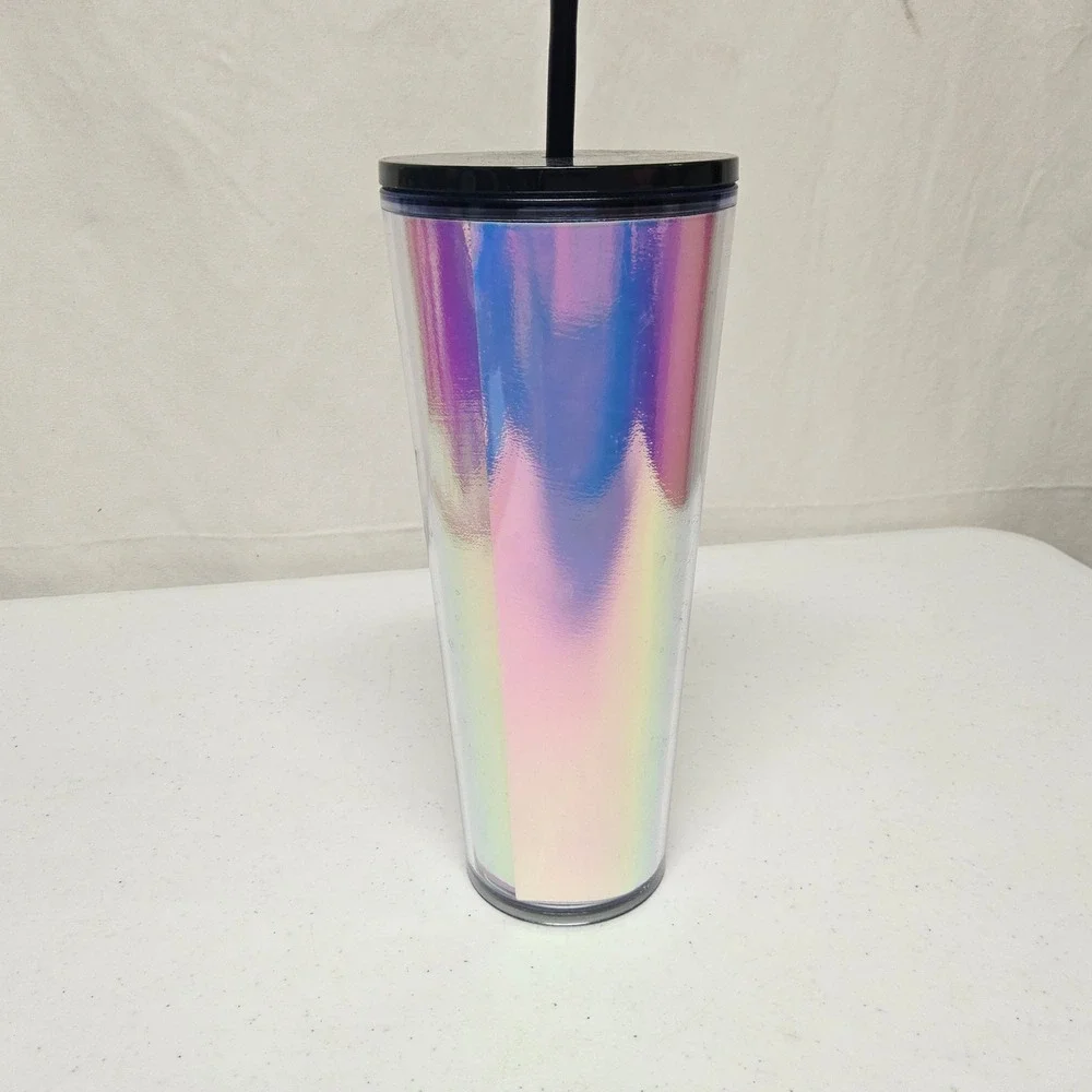 Starbucks Tumbler Cold Cup‎ 24oz Iridescent Holographic Pink Blue SKU 011143235